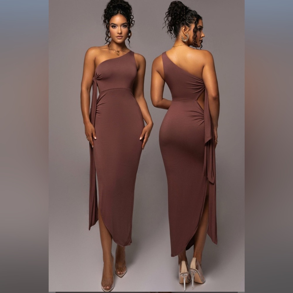 JLUXLABEL Chocolate Out Of Mind One Shoulder Dress Hot
